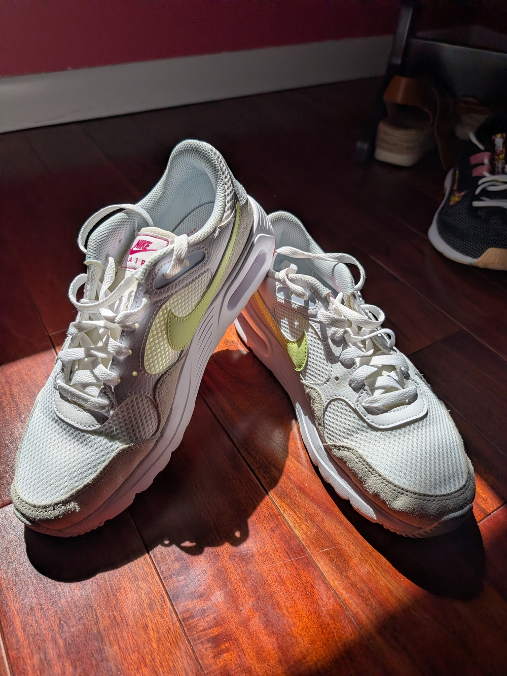 Nike Women’s White and Light Green Air Max Sneakers